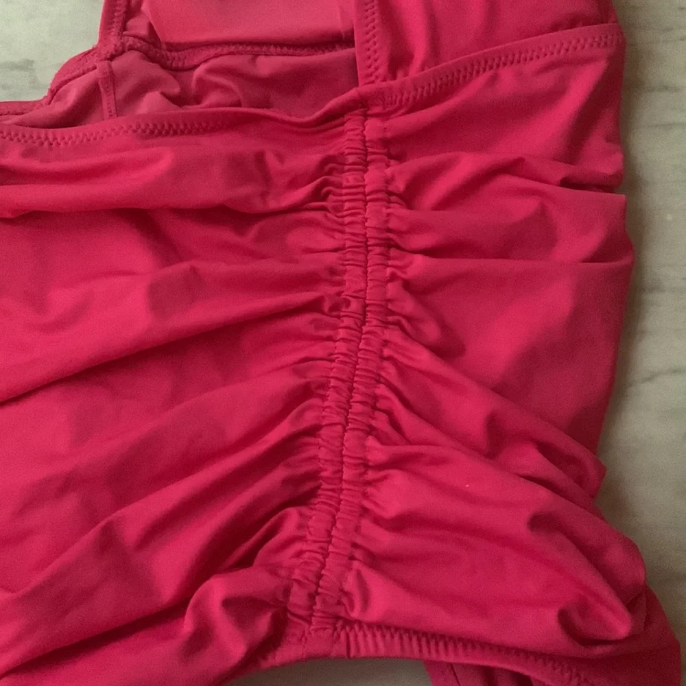DKNY Hot Pink Halter Swimsuit With Ruching Small - Picture 8 of 8